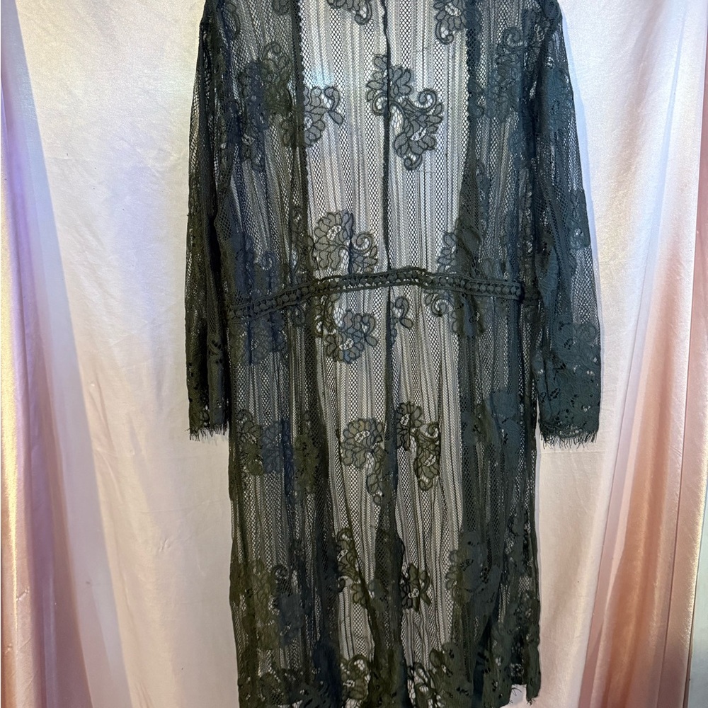 Paper Tee Green Lace Overlay Dress